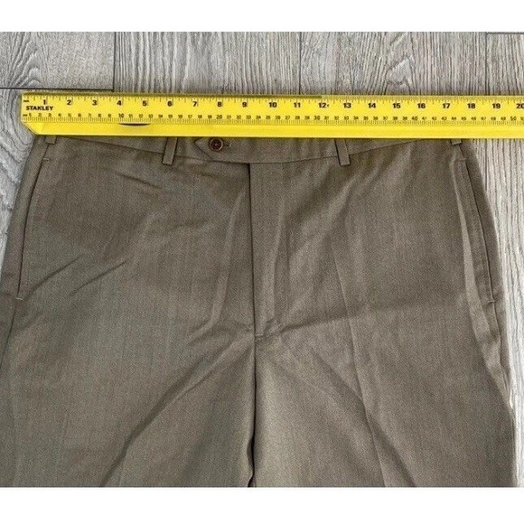 Brooks Brothers 346 Dress Pants Mens 37x32 Taupe Brown Wool Blend Flat Front - Picture 6 of 7